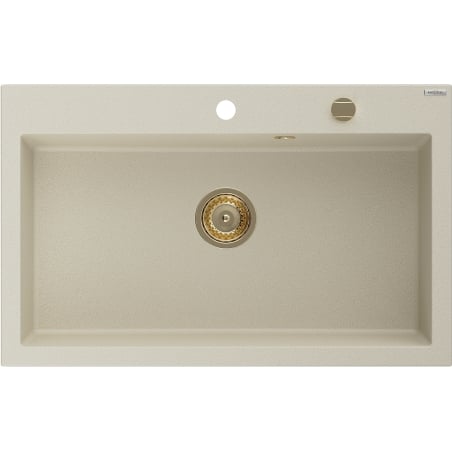 Mexen Elix single-bowl granite sink 800 x 500 mm, beige, gold siphon - 6527801005-69-G