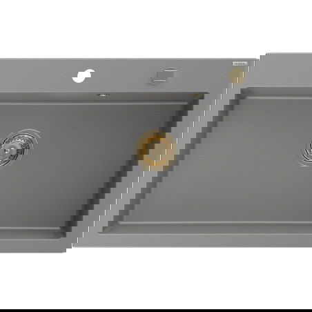 Mexen Elix granite sink single-bowl 800 x 500 mm, gray, gold siphon - 6527801005-71-G