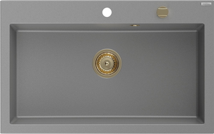 Mexen Elix granite sink 1-bowl 800 x 500 mm, grey, gold siphon - 6527801005-71-G