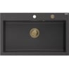 Mexen Elix granite sink 1-bowl 800 x 500 mm, black speckled, golden siphon - 6527801005-76-G
