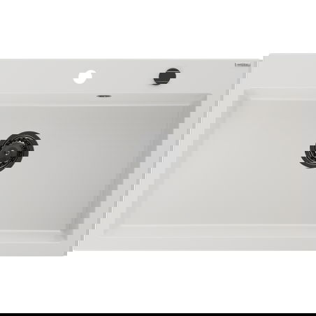 Mexen Elix granite kitchen sink 1-basin 800 x 500 mm, white, black siphon - 6527801005-20-B