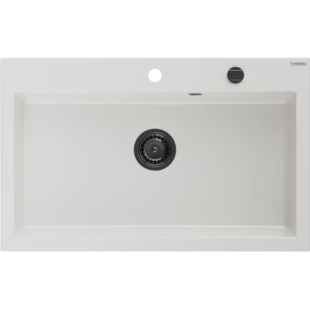 Mexen Elix granite sink 1-bowl 800 x 500 mm, white, black siphon - 6527801005-20-B