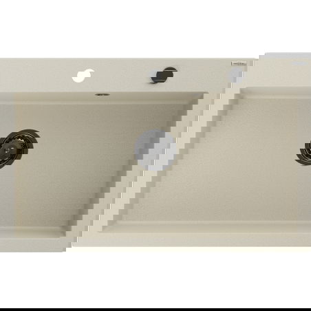 Mexen Elix granite kitchen sink 1-bowl 800 x 500 mm, beige, black siphon - 6527801005-69-B