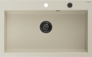 Mexen Elix granite kitchen sink 1-bowl 800 x 500 mm, beige, black siphon - 6527801005-69-B