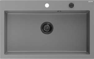 Mexen Elix granite sink 1-bowl 800 x 500 mm, grey, black siphon - 6527801005-71-B
