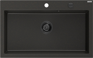 Mexen Elix granite sink 1-bowl 800 x 500 mm, black/golden metallic, black siphon - 6527801005-75-B