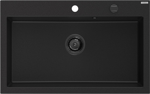 Mexen Elix 1-Bowl Granite Kitchen Sink 800 x 500 mm, Black, Gold Siphon - 6527801005-77-B