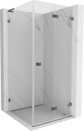 Mexen Lunar-F L folding shower cabin right 80 x 80 cm, transparent, gun gray brushed - 836L-080-080-66-00-P