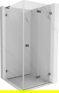 Mexen Lunar-F L folding shower enclosure right 80 x 80 cm, transparent, brushed gun gray - 836L-080-080-66-00-P