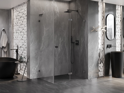Mexen Lunar-F L folding shower cabin right 90 x 80 cm, transparent, gun gray brushed - 836L-090-080-66-00-P