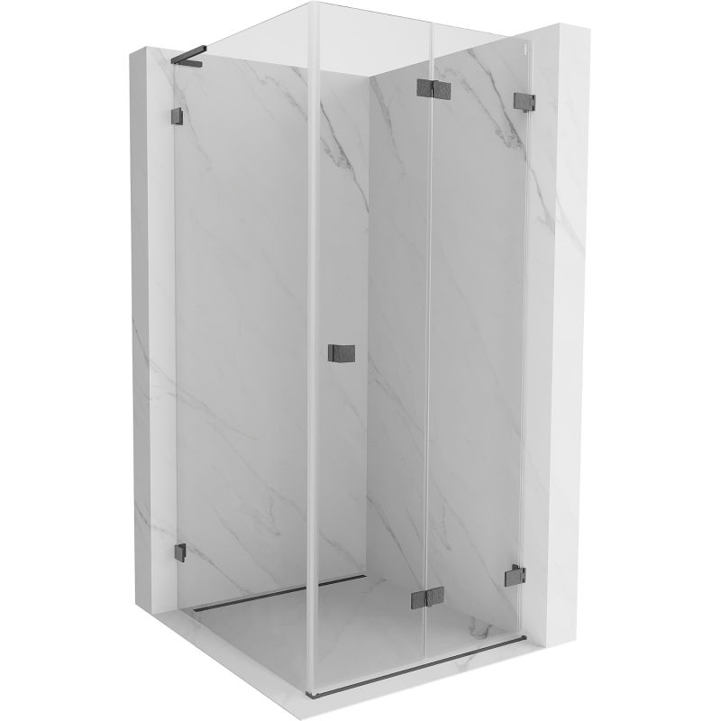 Mexen Lunar-F L folding shower cabin right 90 x 90 cm, transparent, brushed gun gray - 836L-090-090-66-00-P