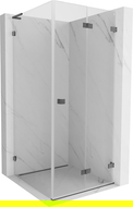 Mexen Lunar-F L Foldable Shower Cabin Right 100 x 100 cm, Transparent, Brushed Gun Gray - 836L-100-100-66-00-P