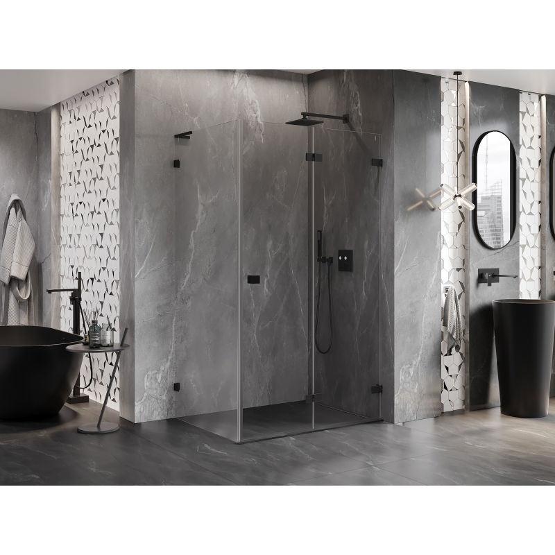 Mexen Lunar-F L folding shower cabin right 75 x 70 cm, transparent, black - 836L-075-070-70-00-P