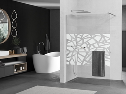 Mexen Kioto+ shower screen with shelf Walk-in 130 x 200 cm, white pattern, chrome - 800-130-121-01-85