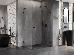 Mexen Lunar-F L Right Folding Shower Cabin 90 x 80 cm, Transparent, Black - 836L-090-080-70-00-P