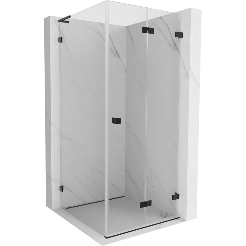 Mexen Lunar-F L Right Foldable Shower Enclosure 100 x 100 cm, Transparent, Black - 836L-100-100-70-00-P