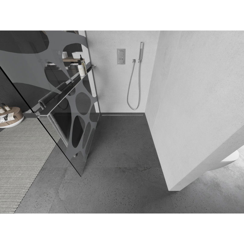 Mexen Kioto+ shower screen with shelf Walk-in 100 x 200 cm, white wave, chrome - 800-100-121-01-97