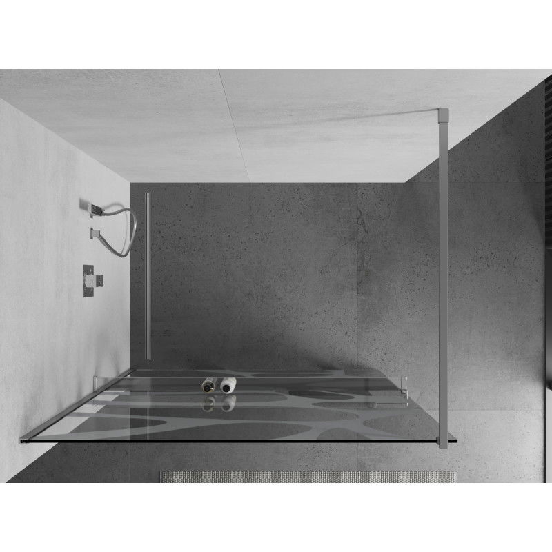 Mexen Kioto+ shower screen with shelf Walk-in 100 x 200 cm, white wave, chrome - 800-100-121-01-97