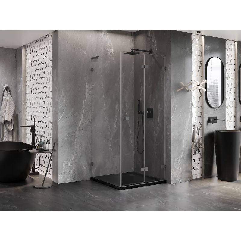 Mexen Lunar-F L foldable shower cabin right 70 x 70 cm, transparent, gun metal - 836L-070-070-95-00-P