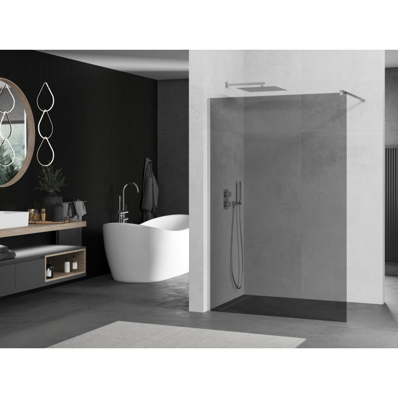 Mexen Kioto Walk-in Shower Wall 130 x 200 cm, Graphite 8 mm, Chrome - 800-130-101-01-40