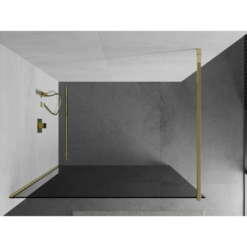 Mexen Kioto Walk-in Shower Wall 130 x 200 cm, Graphite 8 mm, Gold - 800-130-101-50-40