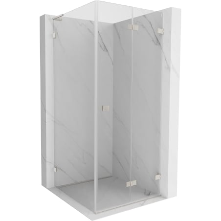 Mexen Lunar-F L folding shower enclosure right 80 x 80 cm, transparent, brushed nickel - 836L-080-080-97-00-P