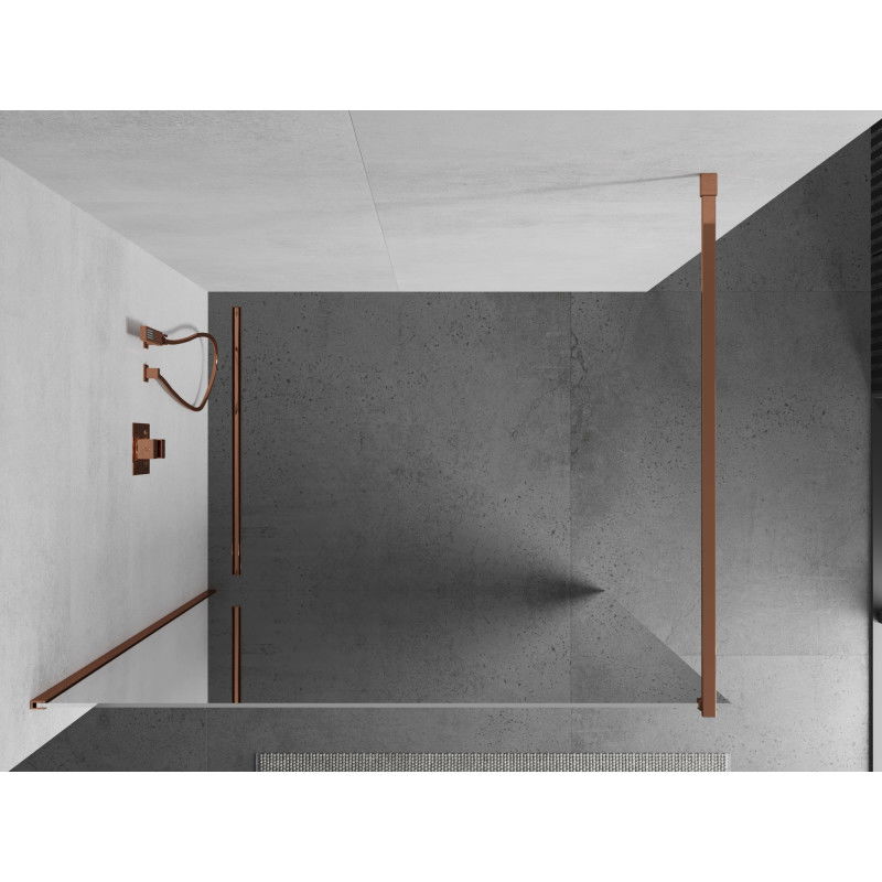 Mexen Kioto Walk-in Shower Wall 130 x 200 cm, Mirror 8 mm, Rose Gold - 800-130-101-60-50