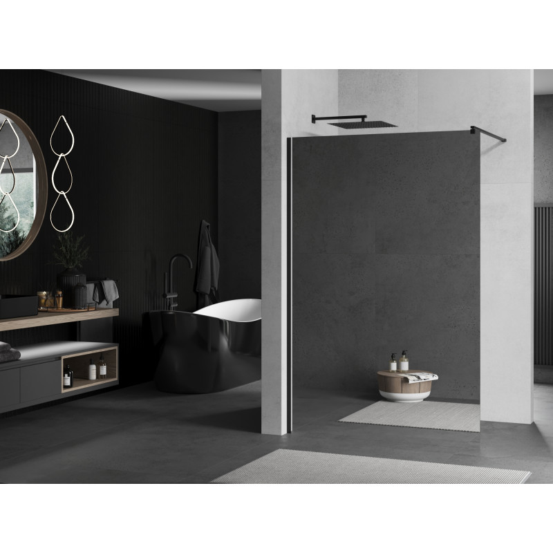 Mexen Kioto Walk-in Shower Wall 130 x 200 cm, Mirror 8 mm, Black - 800-130-101-70-50