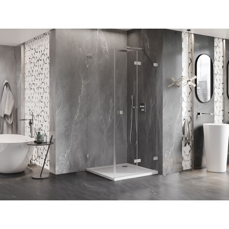 Mexen Lunar-F L folding shower cabin right 100 x 100 cm, transparent, brushed nickel - 836L-100-100-97-00-P