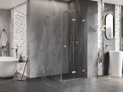 Mexen Lunar-F L folding shower cabin right 100 x 100 cm, transparent, brushed nickel - 836L-100-100-97-00-P