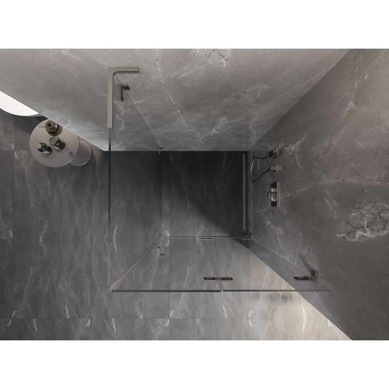 Mexen Lunar-F L folding shower cabin right 100 x 100 cm, transparent, brushed nickel - 836L-100-100-97-00-P