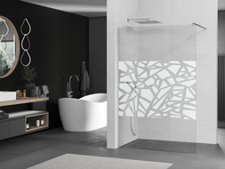 Mexen Kioto Walk-in Shower Wall 80 x 200 cm, White Pattern 8 mm, Chrome - 800-080-101-01-85