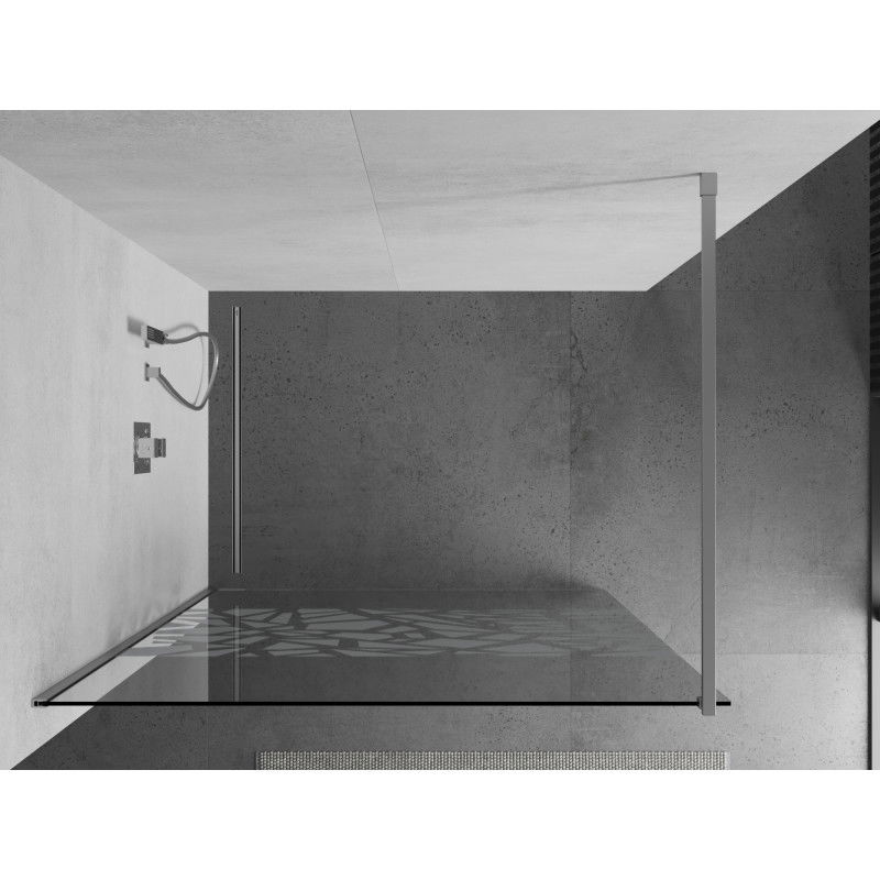 Mexen Kioto Walk-in Shower Wall 90 x 200 cm, White Pattern 8 mm, Chrome - 800-090-101-01-85