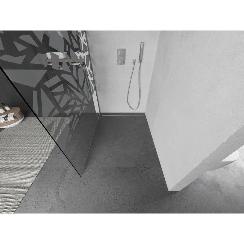 Mexen Kioto shower wall Walk-in 110 x 200 cm, white pattern 8 mm, chrome - 800-110-101-01-85