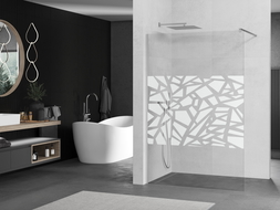Mexen Kioto shower screen 140 x 200 cm, Transparent/White pattern 8 mm, Chrome - 800-140-101-01-85