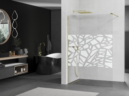 Mexen Kioto Walk-in shower wall 80 x 200 cm, white pattern 8 mm, gold - 800-080-101-50-85