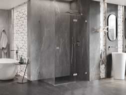 Mexen Lunar T right-hand hinged shower cabin 135 x 80 cm, transparent, brushed nickel - 834T-135-080-97-00-P