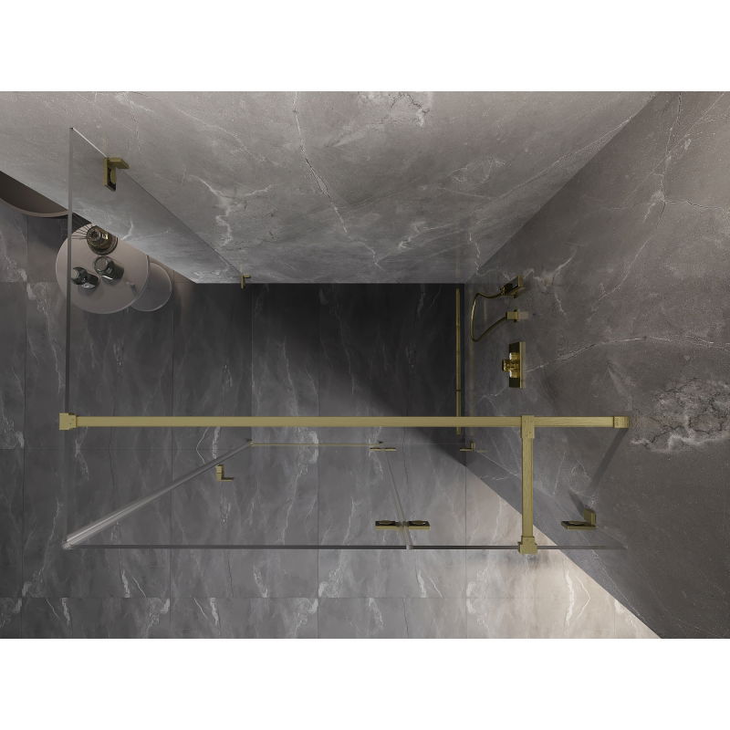 Mexen Lunar T Hinged Shower Enclosure Right 120 x 70 cm, Transparent, Brushed Gold - 834T-120-070-55-00-P