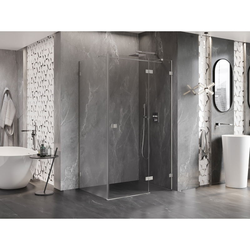 Mexen Lunar T Right Swing Shower Enclosure 130 x 100 cm, Transparent, Brushed Nickel - 834T-130-100-97-00-P