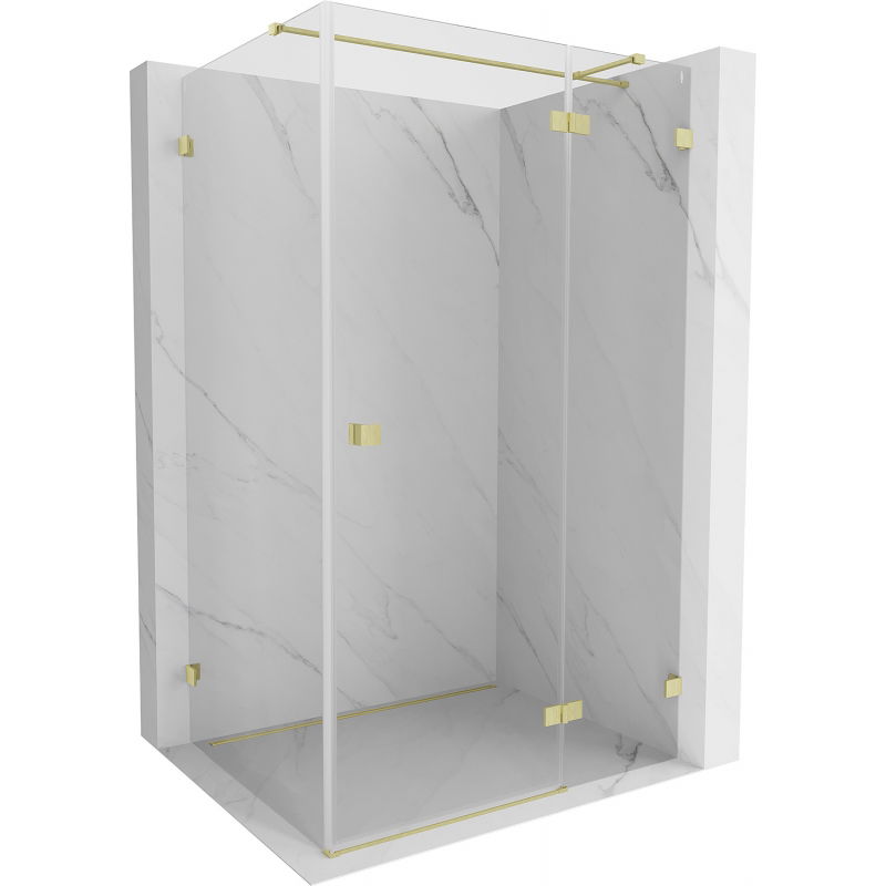 Mexen Lunar T right-hand hinged shower enclosure 115 x 100 cm, transparent, brushed gold - 834T-115-100-55-00-P