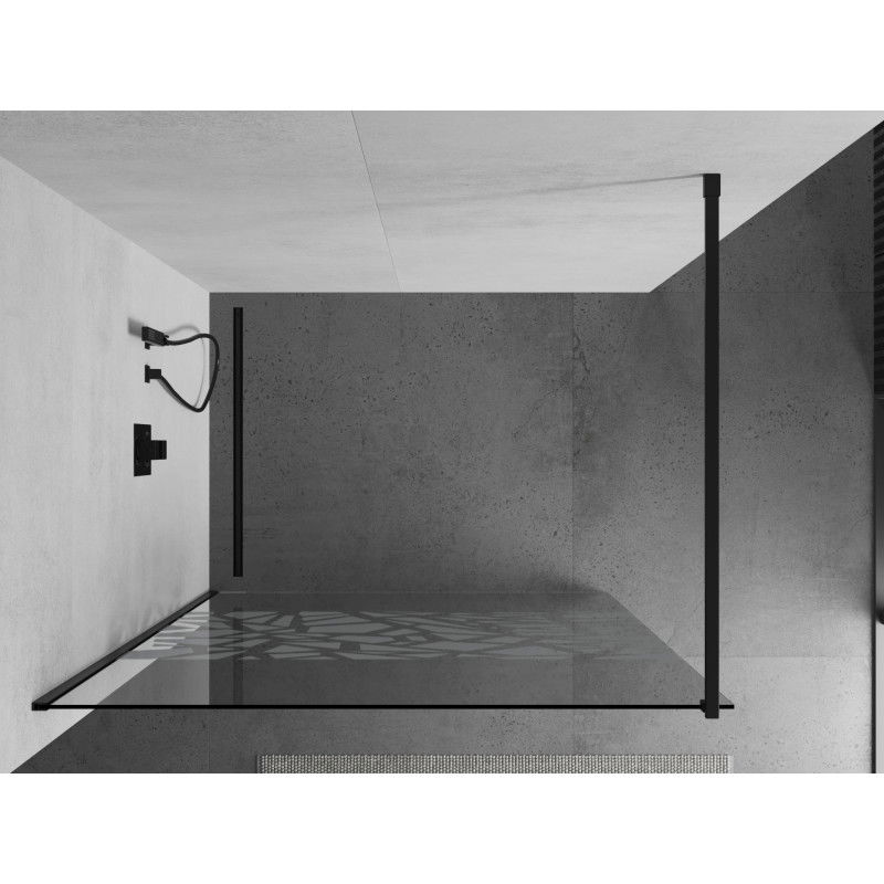 Mexen Kioto Walk-In Shower Wall 70 x 200 cm, White Pattern 8 mm, Black - 800-070-101-70-85