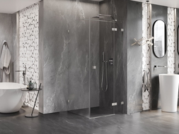 Mexen Lunar T Right Swing Shower Enclosure 120 x 120 cm, Transparent, Brushed Nickel - 834T-120-120-97-00-P