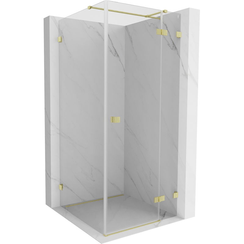 Mexen Lunar T shower enclosure hinged right 110 x 110 cm, transparent, brushed gold - 834T-110-110-55-00-P