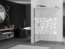 Mexen Kioto shower screen 130 x 200 cm, Transparent/White pattern 8 mm, Black - 800-130-101-70-85
