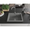 Mexen Elix granite sink 1-bowl 600 x 500 mm, grey, chrome siphon - 6525601005-71
