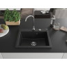 Mexen Elix granite kitchen sink 1-bowl 600 x 500 mm, black, chrome siphon - 6525601005-77