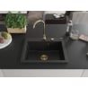 Mexen Elix Granite Sink 1-Bowl 600 x 500 mm, Black, Golden Siphon - 6525601005-77-G