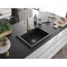 Mexen Elix Granite Sink 1-Bowl 600 x 500 mm, Black, Golden Siphon - 6525601005-77-G