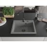 Mexen Elix granite sink 1-bowl 600 x 500 mm, grey, black siphon - 6525601005-71-B