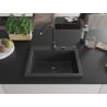 Mexen Elix granite sink single-bowl 600 x 500 mm, black speckled, black siphon - 6525601005-76-B